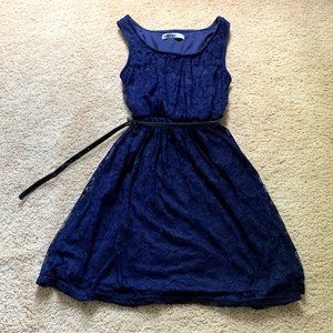 Navy Blue Lace Floral Dress Size S